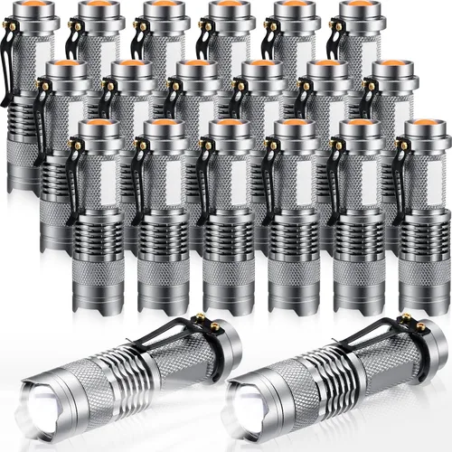 Miniatura 8 de Fumete 20 Piezas Linterna LED Mini 3 Modos Antorcha Táctica Pequeña Resistente al Agua Linterna de Bolsillo con Enfoque Ajustable Linterna Tipo