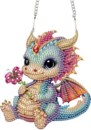 Miniatura 23 de AiYuanzsh Juego de letreros colgantes de pintura de diamantes, arte de diamante, arte de pared colgante de lindo dragón blanco, kit de colgante