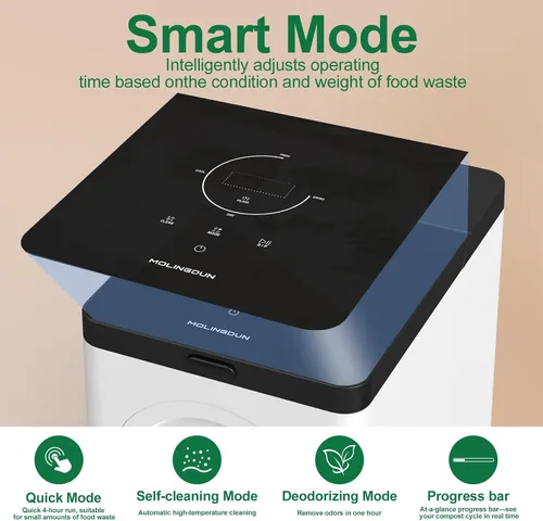 Miniatura 6 de 3L Compostador Eléctrico para Cocina, Contenedor de Compostaje de Encimera, Modelo Inteligente de Un Toque, Manejo de Residuos de Cocina, con Triple
