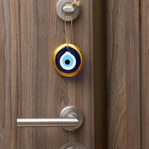 Miniatura 6 de BCS Adorno para colgar en la pared de 2.8 pulgadas de color azul y dorado, hecho a mano, amuleto turco griego de Nazar, amuleto de buena suerte