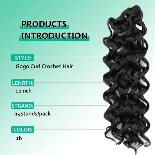 Miniatura 2 de 8 Packs Curly Crochet Hair GOGO Curl Crochet Hair for Black Women Deep Wave Braiding hair Water Wave Crochet hair Extensions Synthetic Bohemian