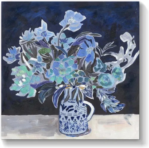 Miniatura 11 de TAR TAR STUDIO Lienzo abstracto de flores azules para pared, 12 x 12 pulgadas, impresión sin marco, decoración botánica para dormitorio, sala