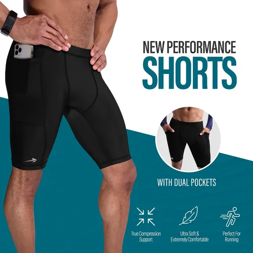 Miniatura 2 de CompressionZ Men's Compression Shorts with Pockets - Performance Sport Spandex Compression Underwear 8