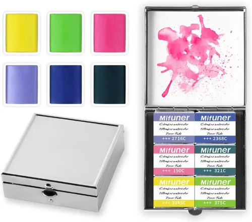 Miniatura 8 de Caja de estuche de pintura de acuarela portátil de mini lata de 12 celdas vacía es un pequeño kit de viaje de almacenamiento con clip magnético