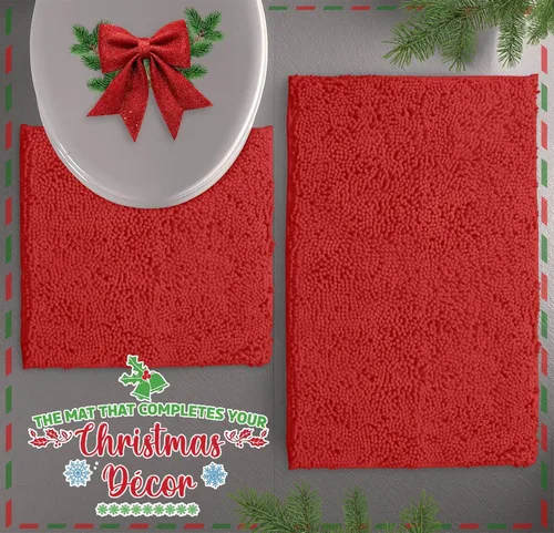 Miniatura 7 de LuxUrux Juego de 2 tapetes de baño de felpa extrasuave, material de microfibra de felpilla de 1 pulgada, color verde súper absorbente