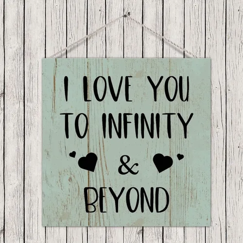 Miniatura 3 de Placa motivacional de madera con texto en inglés "I Love You to and Beyond" (I Love You to and Beyond), letrero de madera para colgar en la pared