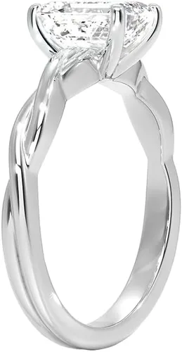 Miniatura 2 de IGI Certified Twisted Solitaire Emerald Cut Lab Created Diamond Engagement Ring In 14k White Gold (H-I Color, VS1-VS2 Clarity Center)