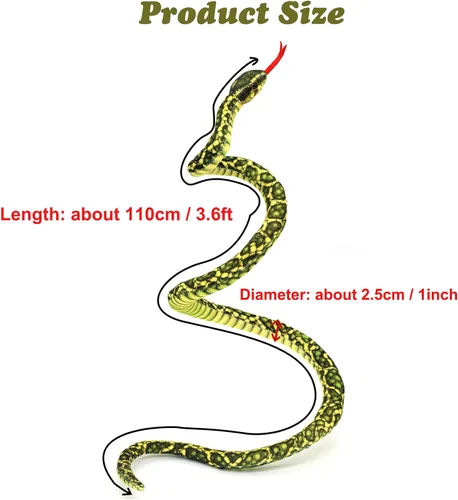Miniatura 2 de Muñecas de serpiente suaves de 3.6 pies de largo, lindos animales de peluche, bromas de peluche, juguetes para niños, regalos para niños, Verde