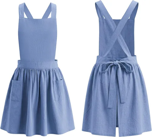 Miniatura 12 de Delantal con o sin pechera para niños, Delantal con espalda cruzada, Delantales con babero estilo japonés Ropa para el hogar Beige