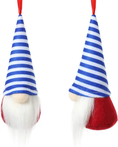 Miniatura 6 de Juego de 10 adornos colgantes para el Día de la Independencia del 4 de julio, gnomos patrióticos, hechos a mano, felpa, regalo del día