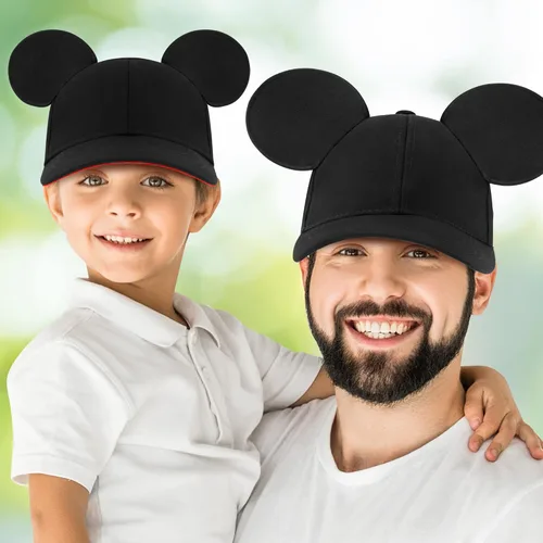 Miniatura 2 de Disney Sombrero de orejas de Mickey Mouse para niños juego de 2 gorras de béisbol para papá y yo