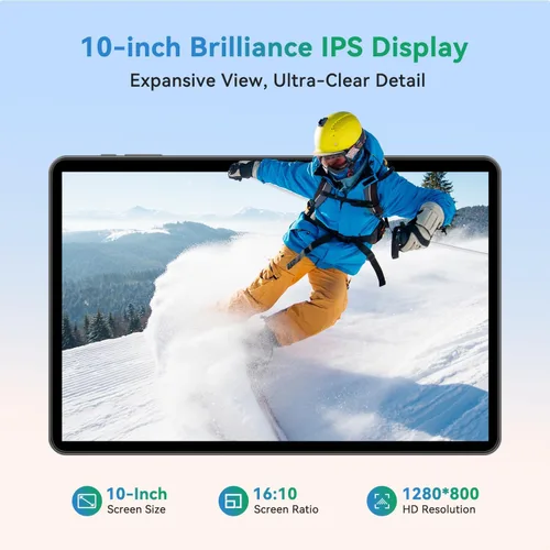 Miniatura 4 de Tablet Android de 10 pulgadas, tableta Android 15 2025 para niños y adultos, Octa-Core, 12 GB de RAM, 128 GB de almacenamiento, 1 TB expandible, Gris