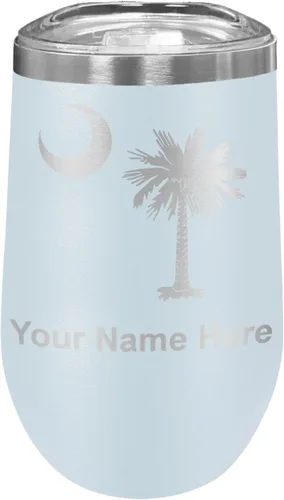 Miniatura 41 de LaserGram Vaso de vino de acero inoxidable de doble pared, bandera de Carolina del Sur, grabado personalizado incluido (rosa)