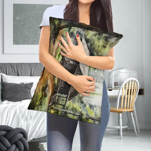 Miniatura 6 de Funda de almohada rústica de 12 x 20 pulgadas, diseño de cabaña en el bosque, súper suave, funda de cojín impresa de doble cara, funda de almohada