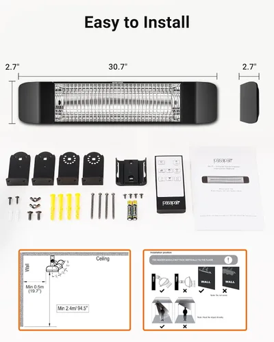 Miniatura 7 de Pasapair - Calentador eléctrico de patio - Calentador inteligente infrarrojo para interiores con temporizador de 24H y control por APP - Calentador