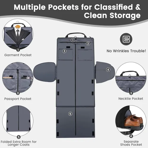 Miniatura 3 de Goplus Bolsa de mano para ropa, bolsa de viaje impermeable con compartimento para zapatos, correa de hombro desmontable, maleta 2 en 1, bolsa