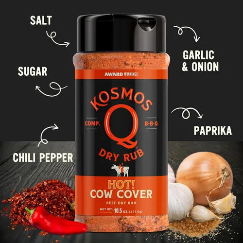 Miniatura 3 de Kosmos Q Funda de vaca Hot BBQ Rub, regalo del día del padre, condimento picante de bistec y pechuga con chile, ajo, cebolla, pimentón y humo