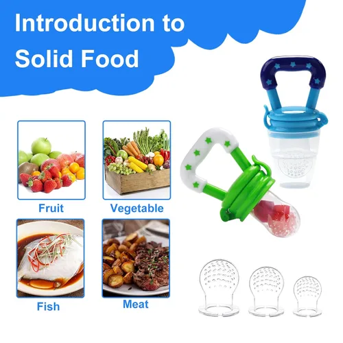 Miniatura 4 de Comedero de alimentos para bebés (3 piezas) con 6 chupetes de silicona de diferentes tamaños, 2 cucharas dispensadoras de alimentos de silicona