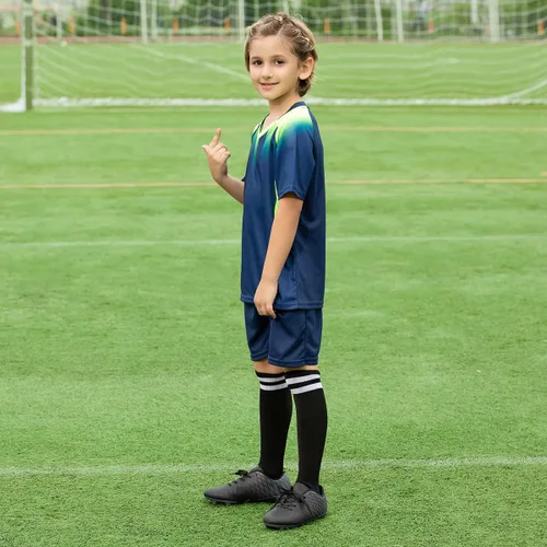 Miniatura 3 de JABASIC - Tacos de fútbol para exteriores para niños, zapatos de fútbol atléticos y firmes