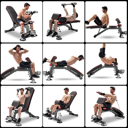 Miniatura 8 de Z ZHICHI Banco de pesas ajustable, bancos de entrenamiento de fuerza para entrenamiento de cuerpo completo, capacidad de 880 libras, juego de banco