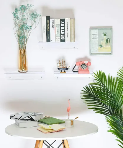 Miniatura 8 de Sooyee Estantes acrílicos, paquete de 4 estantes flotantes montados en pared de 15 pulgadas, vitrina Funko Pop, estante invisible para libros