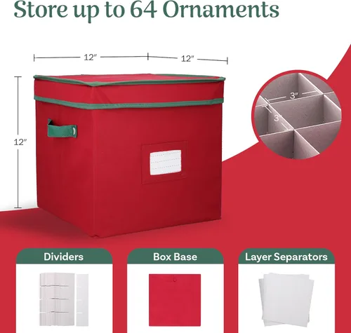 Miniatura 2 de Elf Stor - Cofre de almacenamiento con divisores para 64 esferas, color rojo