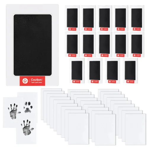 Kit de memoria sin tinta de 15 juegos para impresiones de manos y pies, impresiones de patas de mascotas, almohadilla táctil limpia con tarjetas de