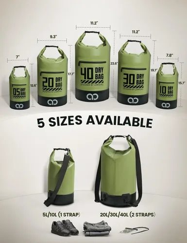 Miniatura 2 de Lamicall - Bolsa seca impermeable con bolsa para teléfono – 5L/10L/20L/30L/40L Mochila flotante para kayak, barco, playa, camping, pesca, saco seco