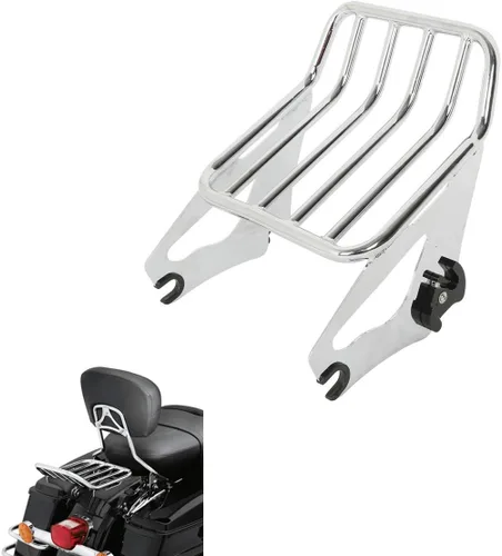 Miniatura 9 de XFMT Portaequipajes desmontable de dos plazas para motocicleta para Harley Touring Road King Street Glide Road Glide Electra Glide 2009 y posterior