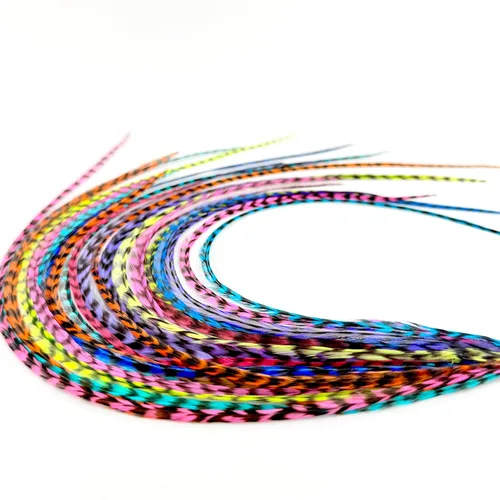 Miniatura 9 de 21 extensiones de cabello de color azul, kit de gallo de 9 a 14 pulgadas de largo, con 20 cuentas de microenlace, plumas 100% reales, estilo bohemio