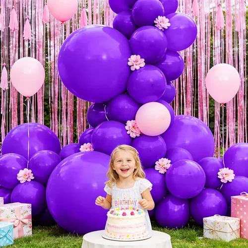 Miniatura 6 de 32 piezas de globos grandes morados de 18 pulgadas, globos redondos grandes de látex para decoración de cumpleaños y bodas. (morado)