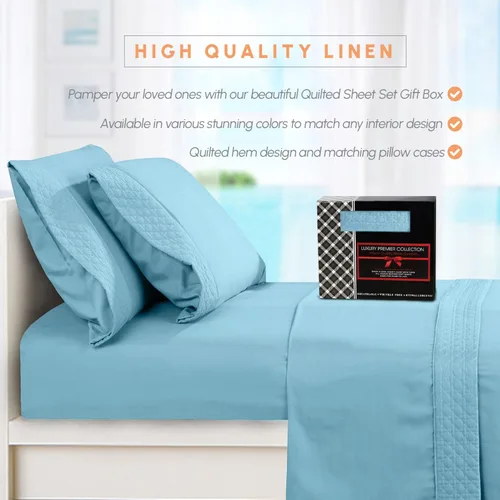 Miniatura 7 de Elegant Comfort Lujoso juego de sábanas acolchadas de 4 piezas, caja de regalo, calidad egipcia de 1500 hilos, suave, resistente a las arrugas
