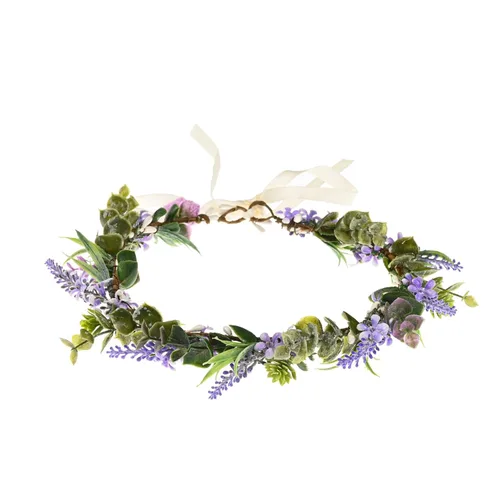 Miniatura 44 de Vividsun Corona floral de hoja verde para boda, corona de flores nupciales, accesorios de maternidad para fotos (A blanco)
