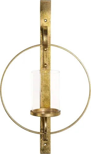 Miniatura 2 de Kate and Laurel Doria - Aplique de pared de metal de transición, 12 x 22 pulgadas, bronce, candelabro elegante y portavelas para pared