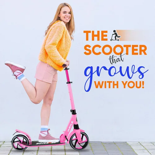 Miniatura 9 de Hurtle Renegade Kick Scooter for Kids, Teenagers & Adults - 2-Wheel Folding Scooter with Adjustable T-Bar Handlebar - Alloy Anti-Slip Deck Rosa