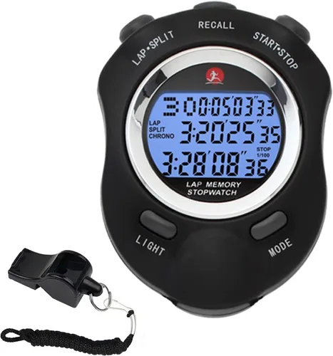 Miniatura 8 de Cronómetro, Cronómetro Digital con Cronometraje de 0.01 segundos y 0.001 segundos, Memoria de Metal para 10/100/400 Vueltas, Reloj Despertador