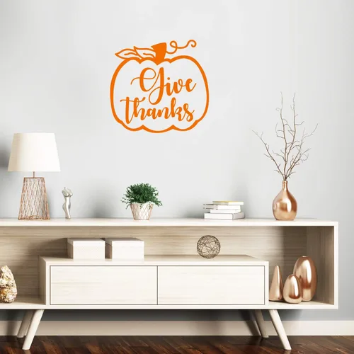 Miniatura 2 de Calcomanía artística de vinilo para pared, 22 x 23 pulgadas, diseño de calabaza para oficina, negocios, cafetería, tienda, escuela, entrada, puerta