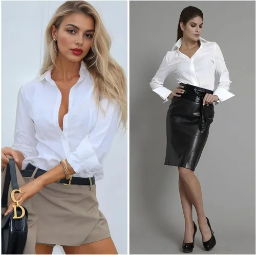 Miniatura 2 de HOTOUCH Camisas de mujer con botones de manga larga, camisa de vestir ajustada, blusas de trabajo, cuello, elegantes, casuales, de negocios