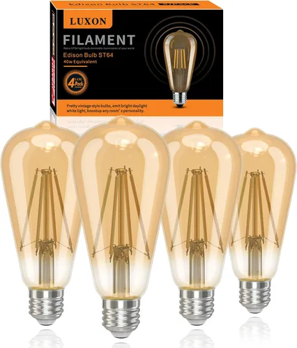 Miniatura 11 de LUXON Bombillas LED Edison, 4 vatios (equivalente a 40 W), regulables, luz diurna de 4000 K (vidrio ámbar) con CRI 90+, bombillas Edison