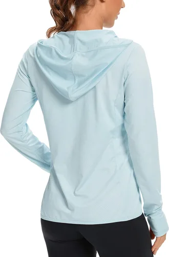 Miniatura 3 de Ropa de protección solar UPF 50+ para mujer, sudadera con capucha y protección solar con cremallera, SPF de manga larga, camisa para el sol, pesca