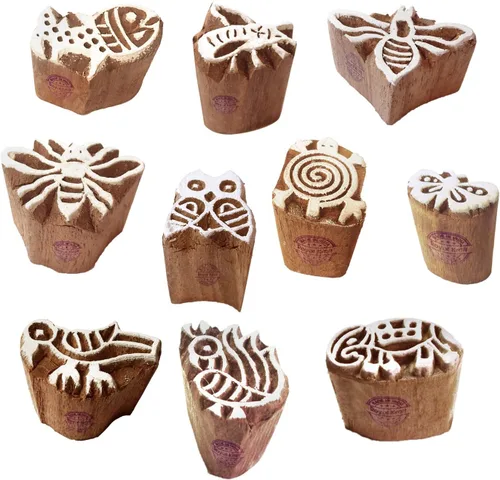 Miniatura 25 de Sellos de impresión de arcilla Arty Crafty pequeños bloques de madera con forma floral (juego de 10) Htag2101