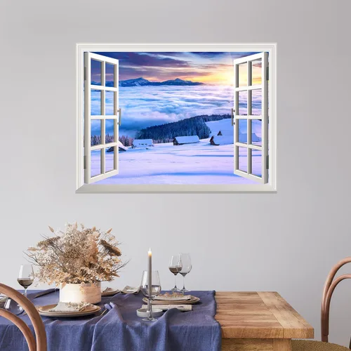wall26 - Mural de pared con adhesivo removible, decoración para el hogar Paisaje de nieve en montaña