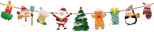 Miniatura 9 de Cartel de Feliz Navidad con cuerda, letrero de papel para chimenea, pared y ventana, decoración de fiesta navideña para el hogar y la oficina