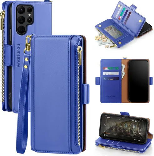 Miniatura 17 de Antsturdy Samsung Galaxy S22 Ultra - Cartera con tarjetero para mujeres y hombres, funda para teléfono Galaxy S22 Ultra 5G, bloqueo RFID, piel
