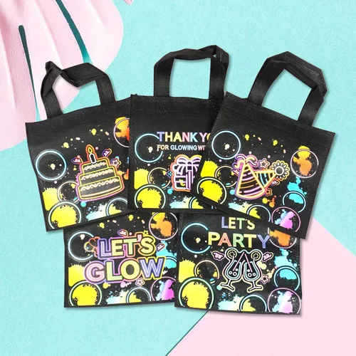 Miniatura 3 de BANBALLON 20 bolsas de neón para recuerdos de fiesta, suministros de fiesta de cumpleaños que brillan en la oscuridad, bolsas de regalo para fiesta