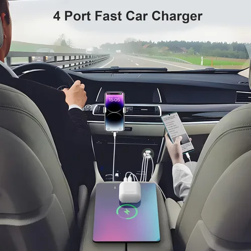 Miniatura 3 de Cargador de coche con salida USB de 78 W, 4 puertos y 12 V, súper rápido Dual PD3.0 y QC3.0 puerto USB múltiple para automóvil, reemplazo