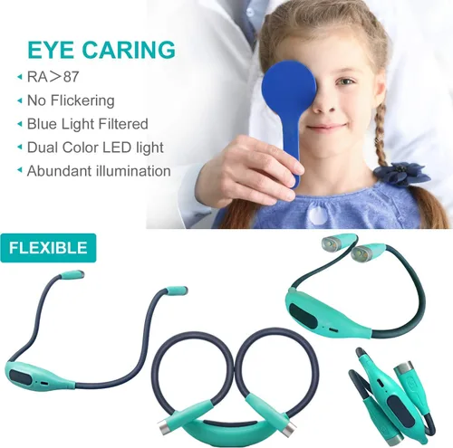 Miniatura 7 de Luz de lectura para el cuello, luz de libro para leer en la cama, luz de lectura LED con 3 colores, 3 niveles de brillo, lámpara de lectura manos