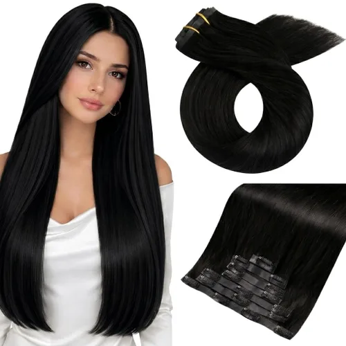 Miniatura 15 de Moresoo - Extensiones de cabello humano con pinzas, sin costuras, con trama, de poliuretano, invisible, cabello humano real, color rubio platino, 7