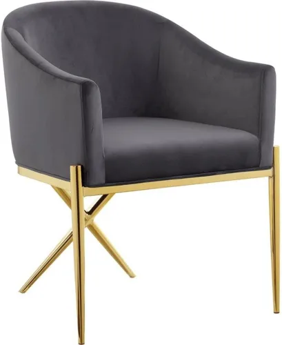Miniatura 13 de Meridian Furniture Xavier Collection Modern Silla de comedor tapizada de terciopelo contemporáneo con patas de acero resistentes en forma de X