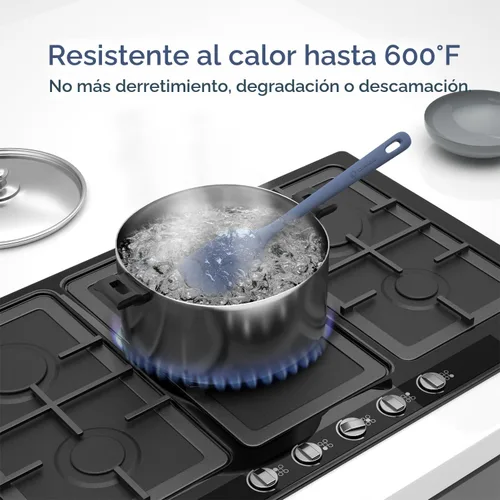 Miniatura 6 de ChefAide Juego de 5 espátulas de silicona, espátula de goma de grado alimenticio, mango fuerte mejorado con agarre ergonómico, resistente al calor